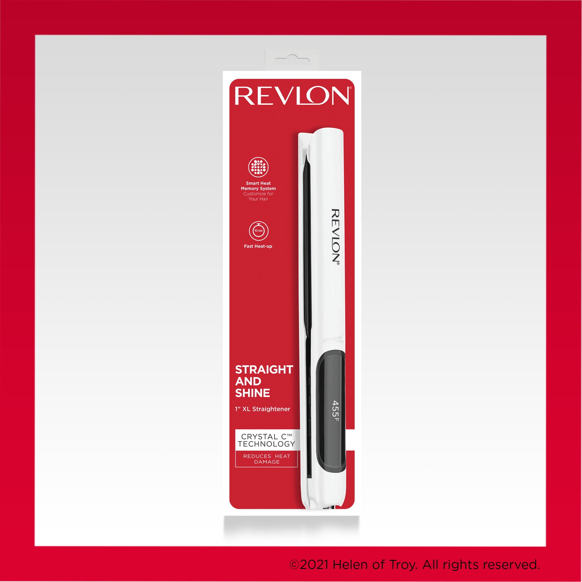 Revlon Crystal C + Ceramic 1" Digital Hair Flat Iron, White