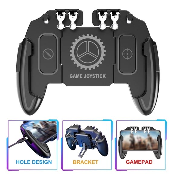 Mobile Phone Game Controller Trigger Gamepad L1R1 L2R2 Joystick for PUBG Call of Duty,Aim Shoot Phone Game Controller,Mobile Gamepad Fit for iPhone Samsung Game Accessories,6 Finger Operation