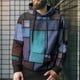 thumbnail image 4 of Sudadera con capucha y estampado de cuadros con costura simulada para hombre, jersey con estampado 3D de bloques de color, sudaderas holgadas unisex para la calle, 4 of 5