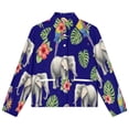 thumbnail image 4 of Jackets for Women Winter Coat Jackets Flannel Stand Collar Jacket(Elephant Parrot Floral Navy Print,Size:S-4XL), 4 of 7