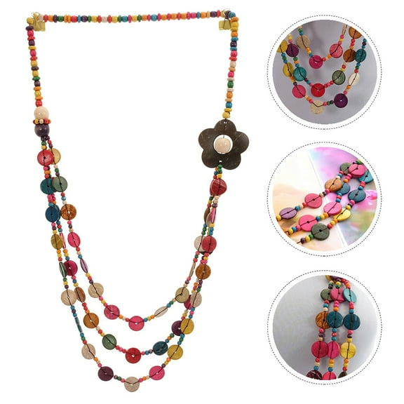 IBASETOY 2Pcs Woven Necklace Assorted Color Coconut Shell Fashion Accessory for Women