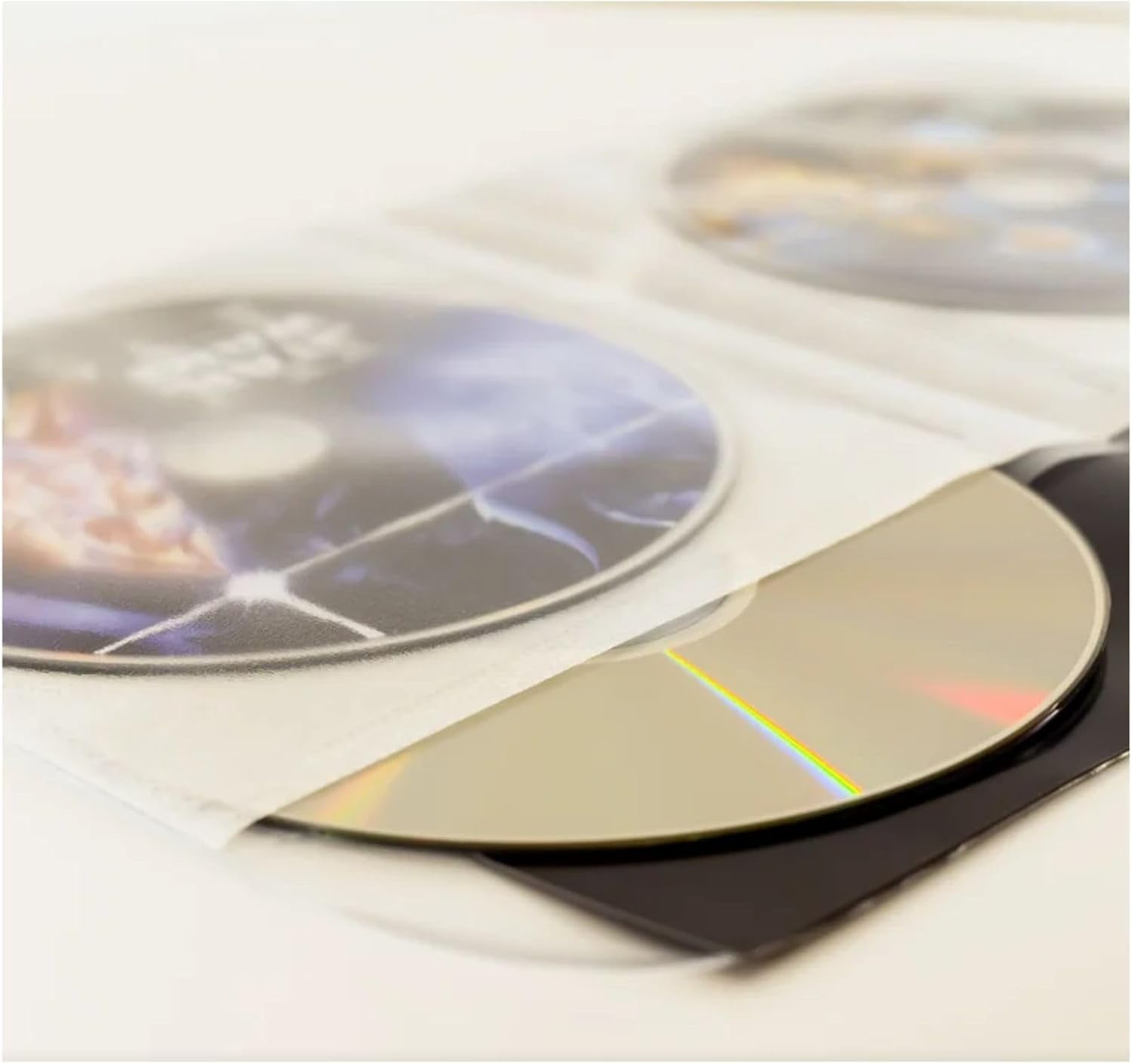 Djois® DVD Sleeves, Durable DVD Storage & Protection, Space for Cover, White Felt - 10/PK (10288)