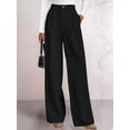 thumbnail image 4 of Womens Wide Leg Dress Pants Business Casual Flowy Work Palazzo Pants High Waisted Slacks Trousers Black L, 4 of 7
