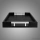 thumbnail image 4 of Home Redefined Bandeja Decorativa para Servir de Piel Sintética de Tiburón Rectangular de 45 X 30 Cm con Asas de Acero Inoxidable, Color Negro, 4 of 7