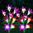 thumbnail image 3 of Luz De Flor De Lirio Al Aire Libre Lámpara de inserción de tierra 600mAh LED Lámpara de jardín IP65 Impermeable 3LED para Patio Césped Patio, 3 of 8