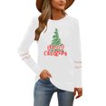 thumbnail image 7 of Merry Christmas Sweatshirts For Women Holiday Long Sleeve Shirts Letter Print Crewneck Pullover Oversized Tops, 7 of 7