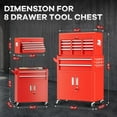 thumbnail image 3 of Bonusall 8 Drawer Rolling Tool Chest and Cabinet Combo,Heavy-Duty Metal Garage Tool Chest with Wheels and 2 Doors,2-in-1 Top Box and Roller Cabinet Combo for Garage, Workshop, Warehouse-Red, 3 of 14