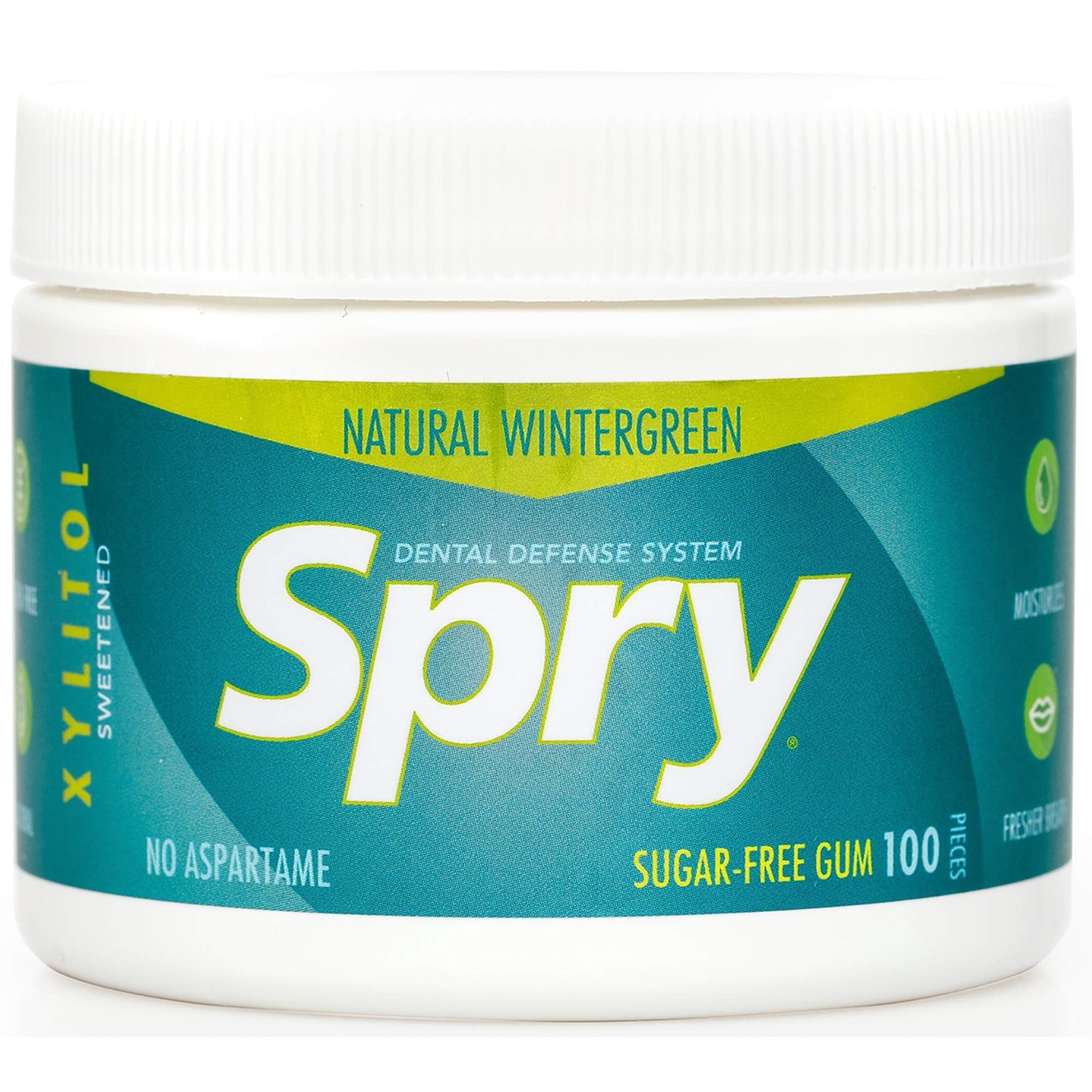 Spry Xylitol Chewing Gum Dental Defense Aspartame-Free Sugar-Free Wintergreen 100 pieces 1 pack