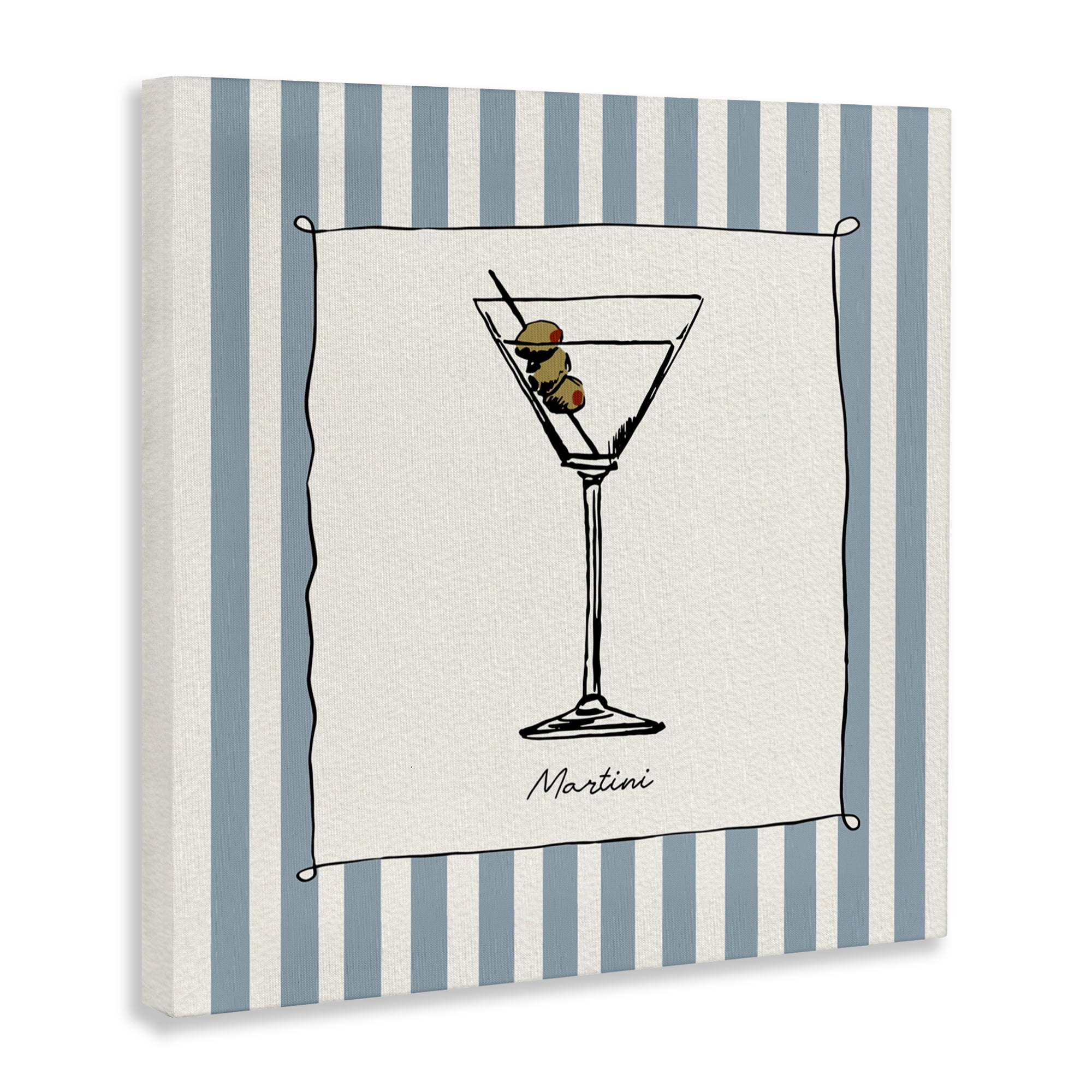 Stupell Industries Martini Summer Stripes Canvas Wall Art, design by Susan Jill