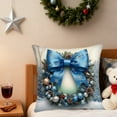 thumbnail image 6 of Blue Pillow Case, Blue Bow Wreath Design, Pillow Cover, Winter Wonderland Throw Pillow, Bedroom Living Room Couch Pillowcases, Home Background Decor, 6 of 6