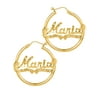 Personalized Tube Hoop Script Name Earrings with Diamond Cut