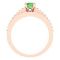 thumbnail image 4 of 0.85 ct Brilliant Round Cut Green Zircon 14k Rose Gold Solitaire with Accents Engagement Bridal Wedding Ring Band Set size 7.5, 4 of 7