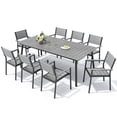 thumbnail image 2 of Pellebant 9 Pcs Gray Patio Set 8 Arm Chairs 1 Table with Umbrella Hole, 2 of 7