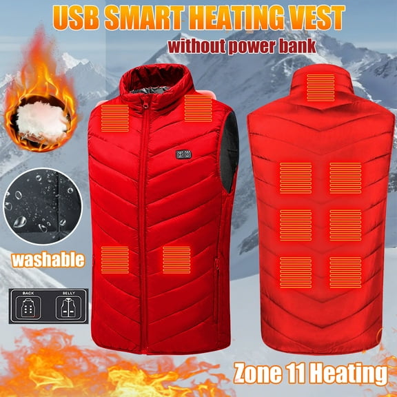 Fanxing Womens Heated Vest Plus Size Sleeveless Fleece Jackets for Men Winter Warm Outdoor Zone 11 Heating Coat Red 5XL