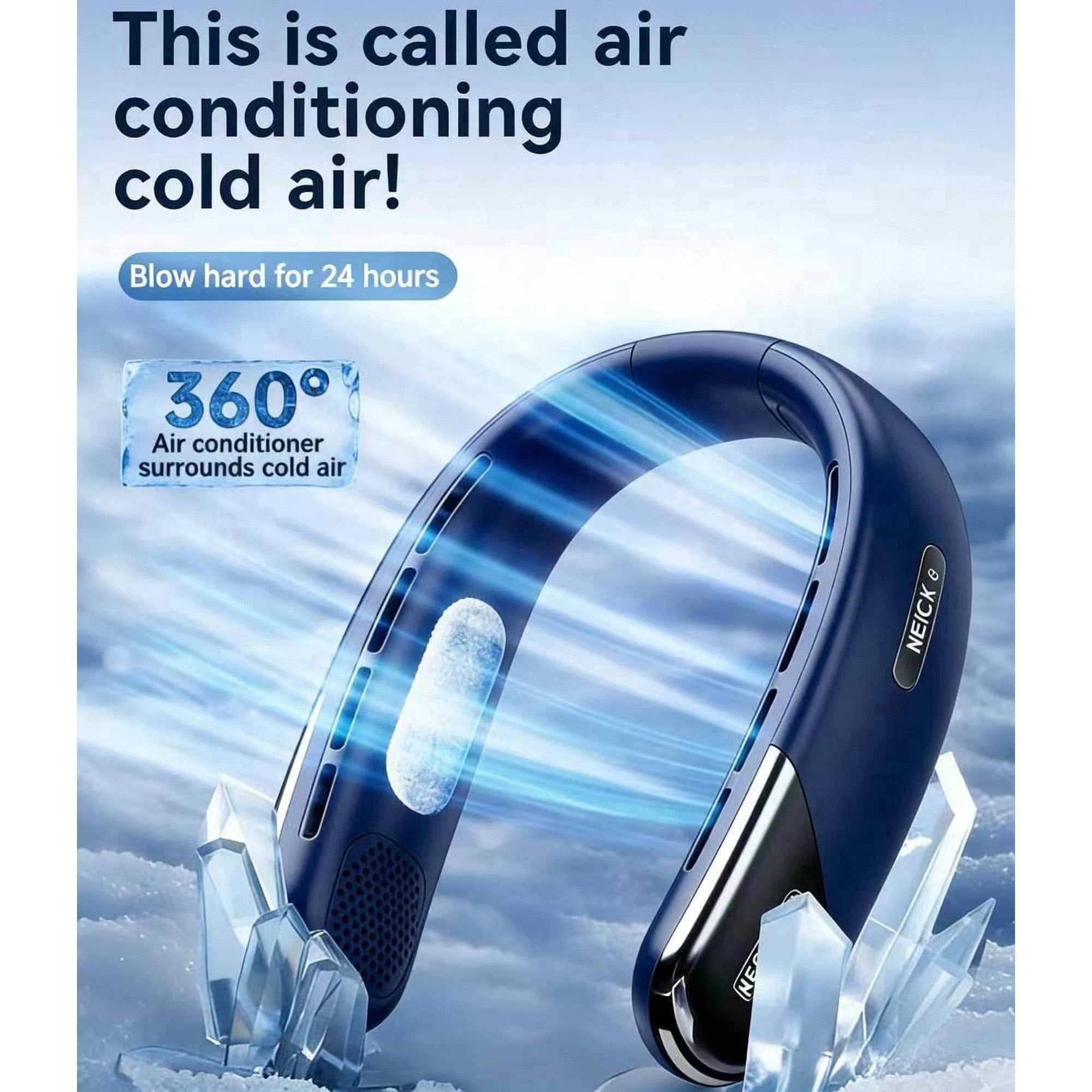 Portable Neck Air Conditioner, TEC Ice Porcelain Cooling, 3.0 Personal Cooler Fan for Outdoor, Office, Travel