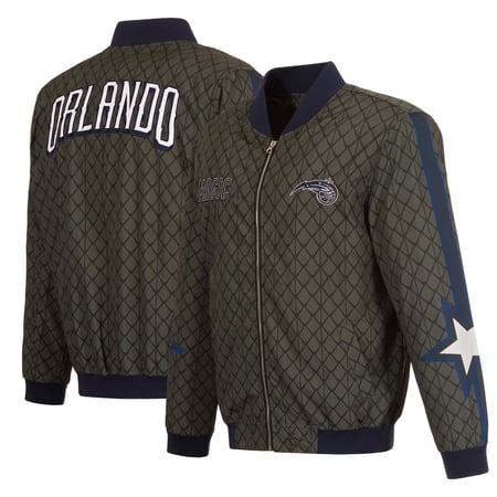 Men s JH Design Charcoal Orlando Magic 2022/23 City Edition Full-Zip Nylon Bomber Jacket