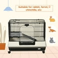 thumbnail image 4 of PawHut Small Animal Cage with Wheels, Portable Bunny Cage 2-Tier, 4 of 9