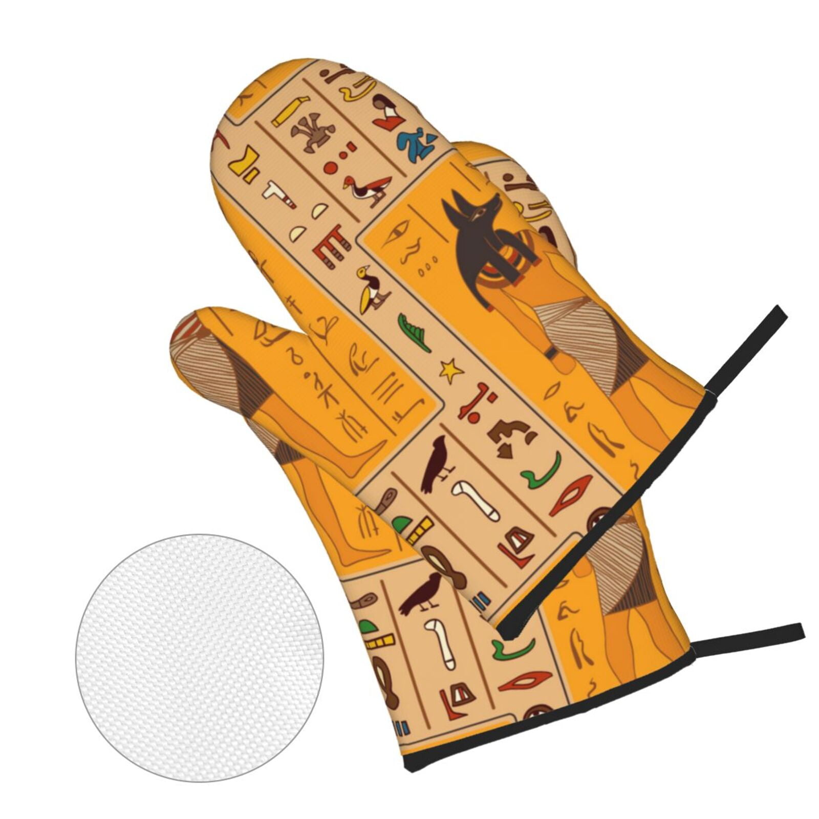Egyptian Ancient Hieroglyphs 4Pcs Oven Mitts and Pot Holders Sets Oven Kitchen Gloves Hot Pads for Cooking BBQ Baking Grilling