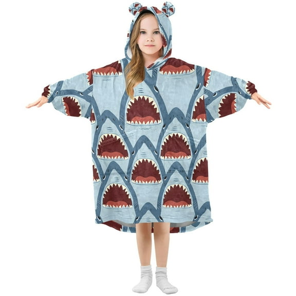 joogoo Wearable Blanket Hoodie for Sharks-s2 Oversized Sherpa Hooded 3-14 YR M