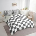 thumbnail image 3 of Manfei Geometric Geometric Checkered Bedding Sets Twin Size,Abstract Geometrical Art Comforter Sets with Sheets,Gray White Bed in a Bag Twin Size,Ultra Soft Room Decoration Reversible,7-Piece, 3 of 7