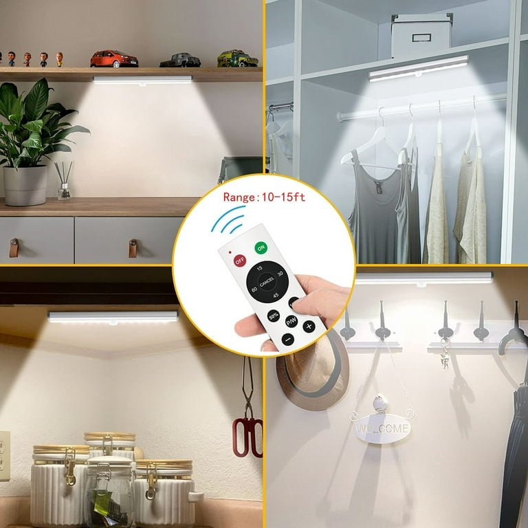 Remote Control Under Cabinet Lighting Wireless 6 Pack, 20-LED Dimmable  Closet Lights Rechargeable Under Counter Light, Stick on Touch Night Light