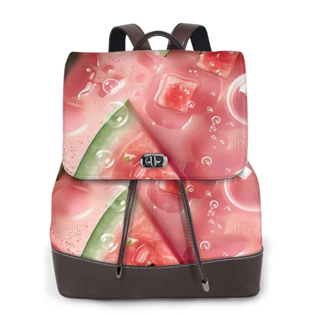 Easygdp Refreshing Watermelon Slices Mochila de Cuero para Mujeres, Bolso de Hombro, Bolsos de Mano de Moda para Trabajo y Viajes