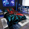 thumbnail image 2 of Erosebridal Gamer Comforter Sets , Geometric Down Comforter, Black Blue Red, Reversible, 2 Pieces, 2 of 7