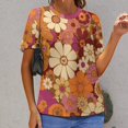 thumbnail image 6 of Nostalgic Vintage Floral Women's T-Shirt Short Sleeve T Shirts Tops Tee Ladies Loose T, 6 of 6