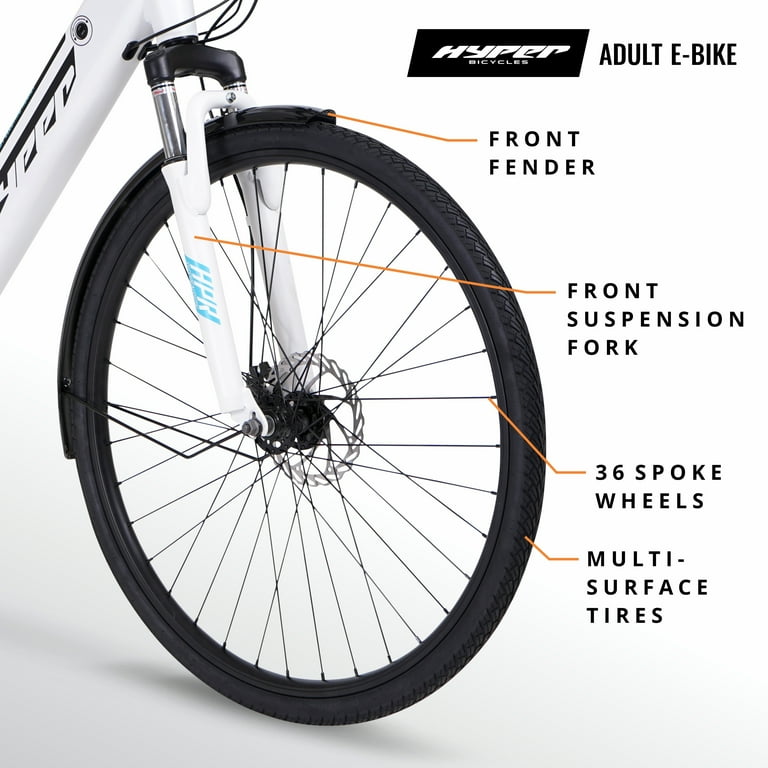 Hyper Bicycles Lightweight 700C E-Ride Electric E-Bike, 250W Hyper Bicycles Lightweight 700C E-Ride Electric E-Bike, 250W