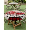 thumbnail image 3 of Outdoor Tablecloth with Umbrella Hole and Zipper, Valentine's Day Round Table Cloth 54 Inch Waterproof Tablecloth, Love Truck Balloons Red Plaid Beige Picnic Table Cover for Patio Camping, 3 of 7