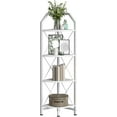 thumbnail image 6 of 4-Tier Corner Shelf, Industrial Corner Bookshelf, 47.6" Corner Storage Stand, Plant Stand Display Shelf, Corner Bookcase for Bedroom, Living Room, Home Office, White TCJ09WB, 6 of 15