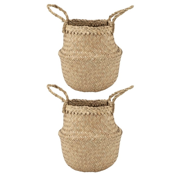 Seagrass Plant Basket, Space Saving Woven Seagrass Basket Multifunctional for Decoration