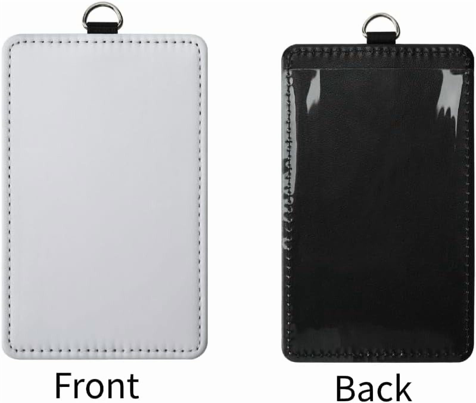 30 Pack Sublimation Blank Clear Genuine Leather ID Badge Holder DIY Heat Transfer Print Vertical ID Card Holders for Badges Waterproof Name Tag Holders for Coach Office Employees Students