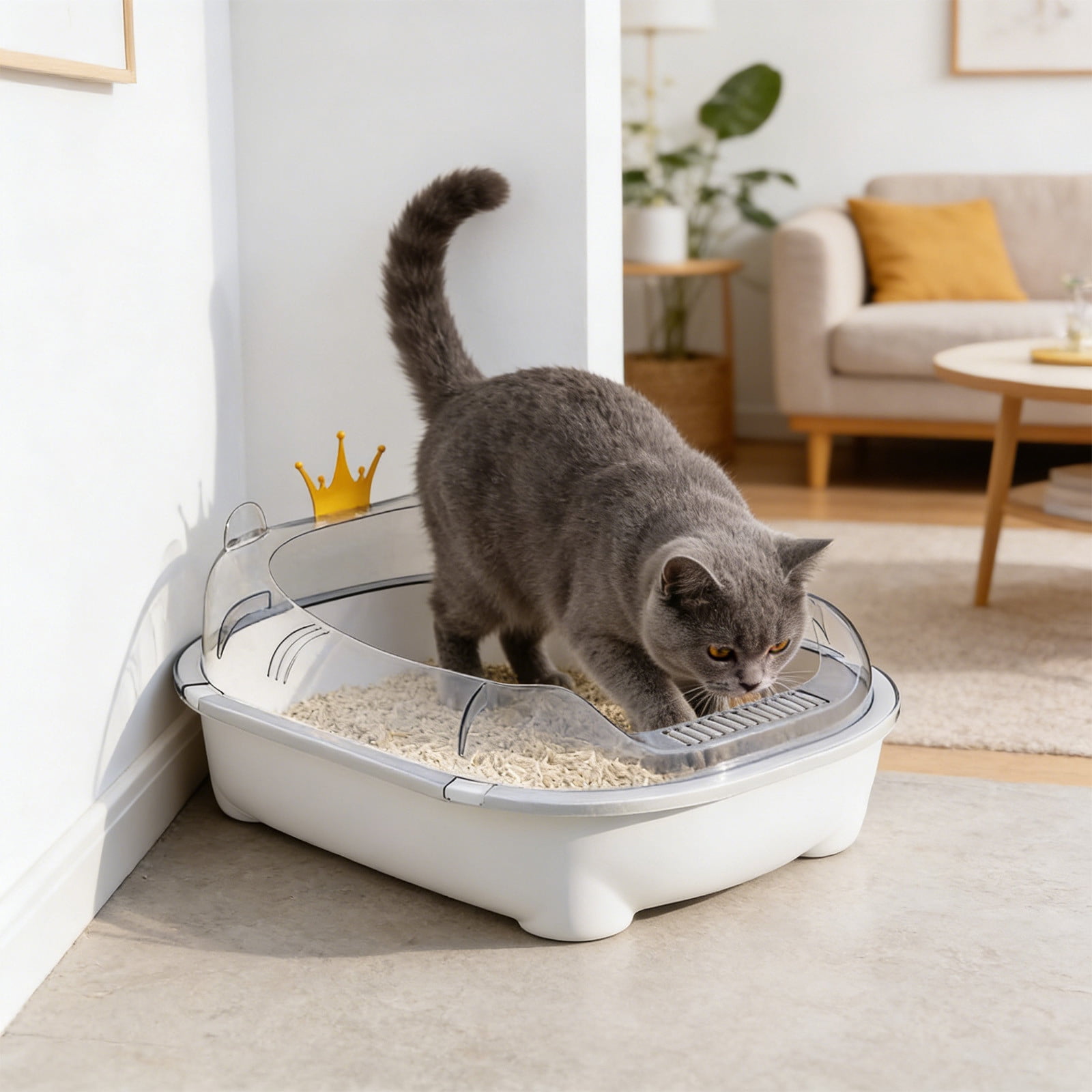 Viflosae Liter Box Cats Box Semi Enclosed Cats Litter Box with High Sides Front Opening Odor Control Kitty Litter Pan with Removable Lid Foolproof Clean Cats Toilet for Indoor Use