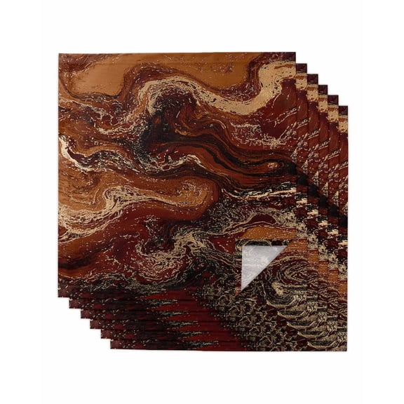 Hokiten Kitchen Dinner Napkins Set of 6 Brown Marble Cloth Napkins Reusable Washable Table Napkins for Weddings Cocktail Parties Holiday Table Decor 20x20 Inch
