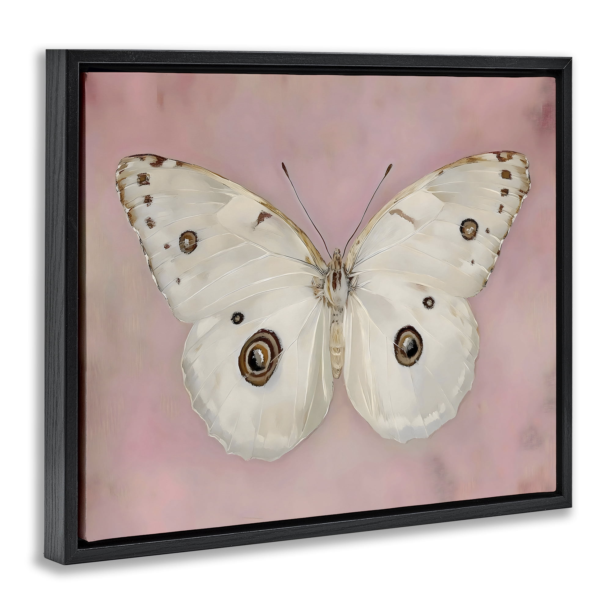 Stupell Industries Gossamer Butterfly on Blush Background Black Framed Floater Canvas Wall Art, design by Arlington Prints