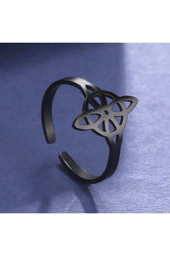 Witch Knot Ring for Women Stainless Steel Adjustable Finger Rings Celtics Quaternary Witchcraft