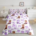 thumbnail image 2 of Manfei Western Cowgirl Full Size Comforter Sets 3-Piece,Kawaii Ribbon Bow Bedding Comforter Set,White Lavender,1 Comforter and 2 Pillowcases,Reversible, 2 of 6