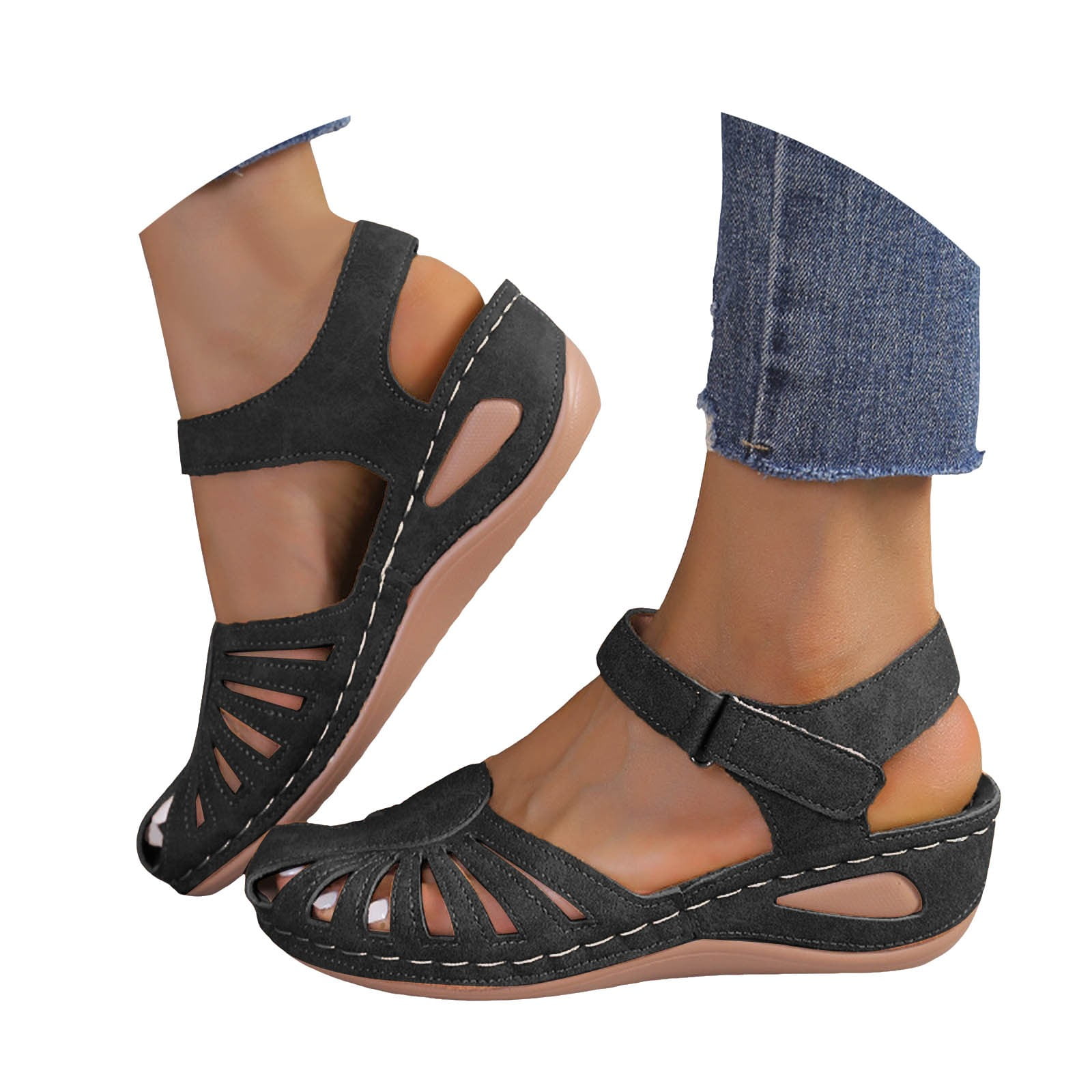 Orthopedic Wedge Sandals for Womens Arch Support Ankle Strap
