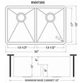 thumbnail image 2 of Ruvati 30-inch Low-Divide Undermount Double Bowl 16 Gauge Kitchen Sink, 2 of 7