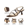 thumbnail image 4 of BLISSFUL STEP Women's Back to School Strappy Kitten Heel Sandals Square Toe Buckle Slingback Shoes Chocolate 6, 4 of 7