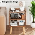thumbnail image 3 of Mid  Modern Nightstand, 3 Tier Tall Wood Side Table with Open Shelves, Rustic Brown for Bedroom, Kids Room & Small Spaces, 3 of 6