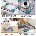 thumbnail image 4 of Washable Rubber Boho Floral Retro Dish Drying Mats for Kitchen Counter Home Large Coffee Bar Pad Accessories and Decor for Utensils Stemware 16''x18'', 4 of 7