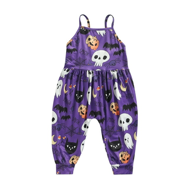 xiaxaixu Halloween Sleeveless Jumpsuit, Pumpkin Print Romper