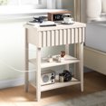 thumbnail image 3 of Fluted Nightstand with Charging Station,Night Stand with Drawer & 2 Open Storage Shelves, Side Table for Bedroom Small Space Living Room Entryway, 3 of 11