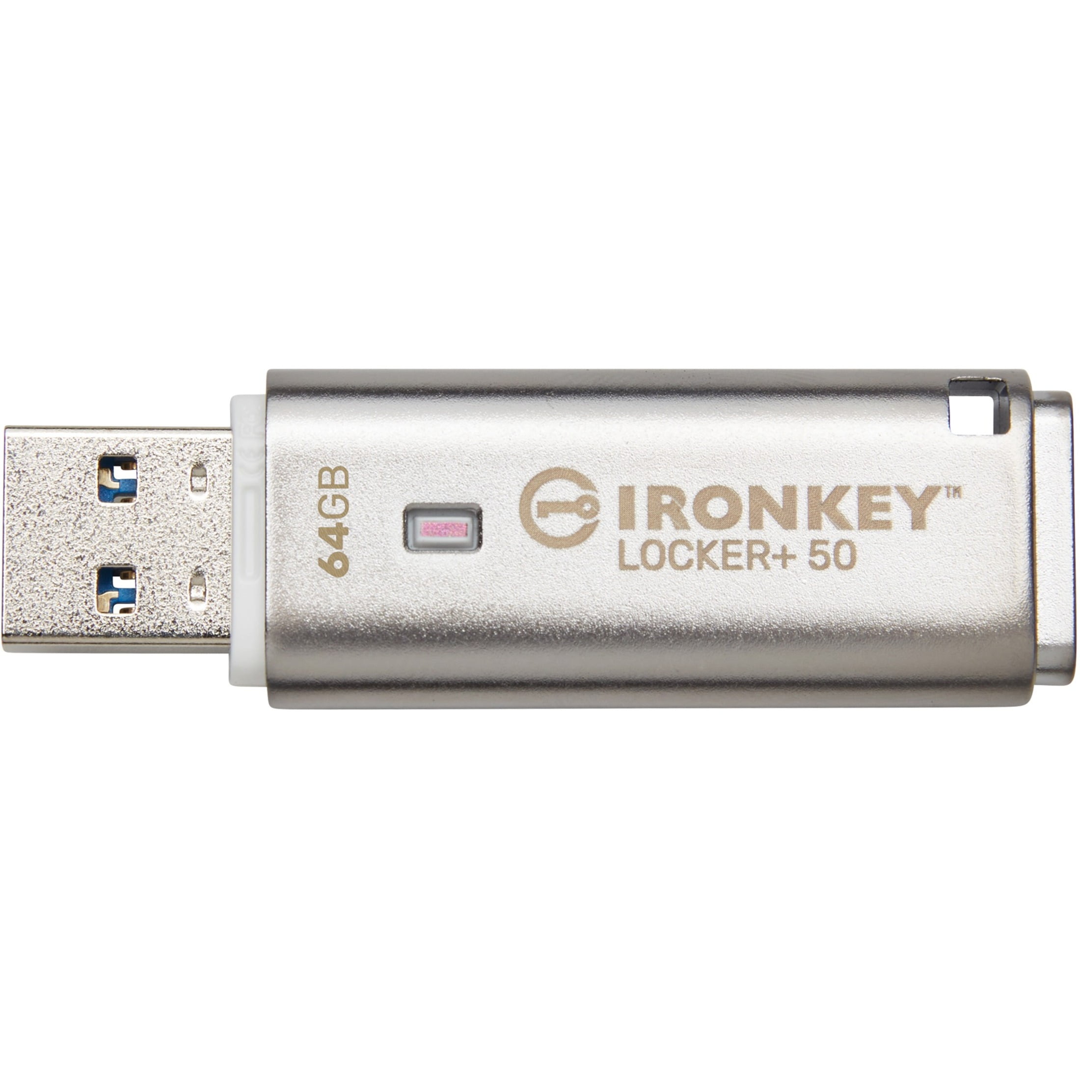 Kingston IronKey Locker+ 50 64GB USB 3.2 Gen 1 Flash Drive - 256-bit AES Encryption, 145MB/s Read and 115MB/s Write Speed
