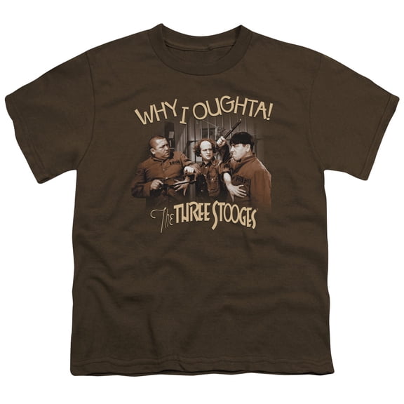 Three Stooges Why I Oughta S/S Youth 18/1 T-Shirt Coffee
