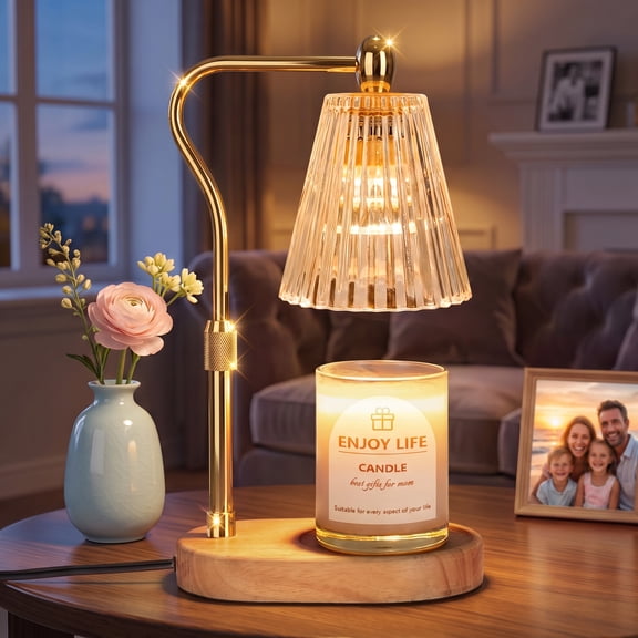 Seenlast Adjustable Candle Warmer Lamp with Timer, Dimmable Candle Lamp for Scented Jar, Bedroom Home Decor,Gold Candle Warmer
