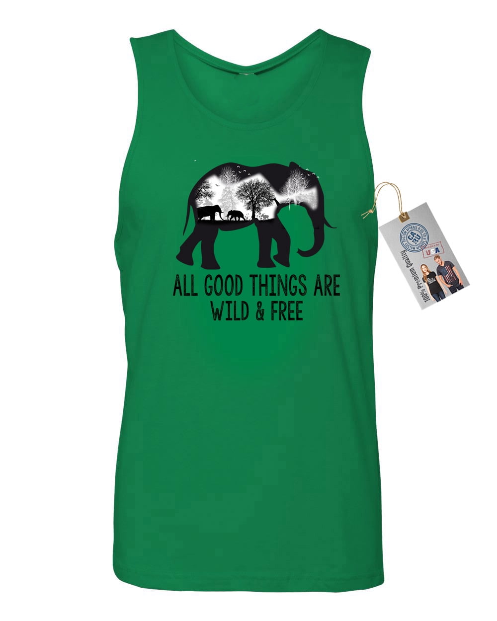 Men's Tank Top Created Using the Words Wild and Free