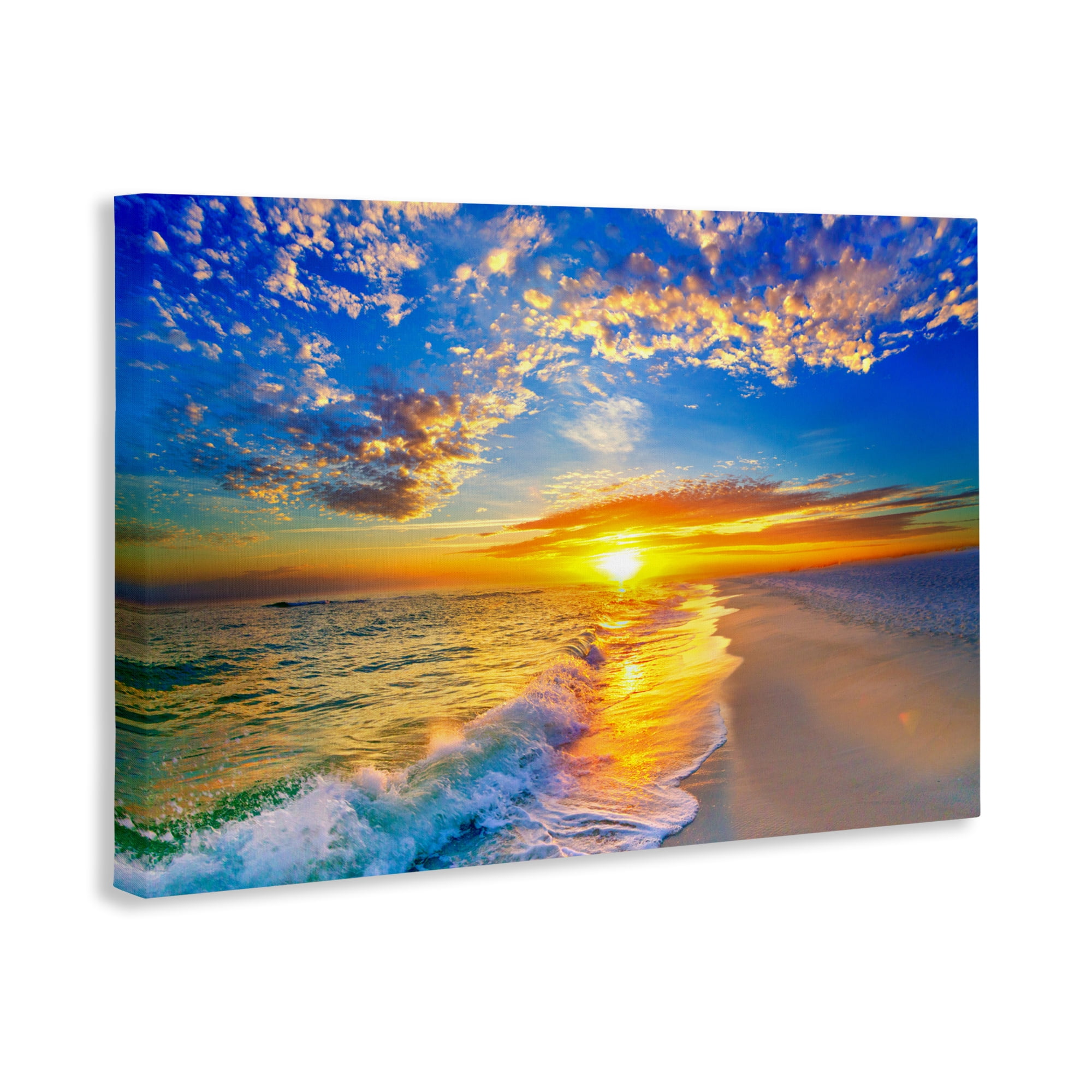 Stupell Industries Golden Sunset Beach Blue Sky Canvas Wall Art, design by Eszra Tanner